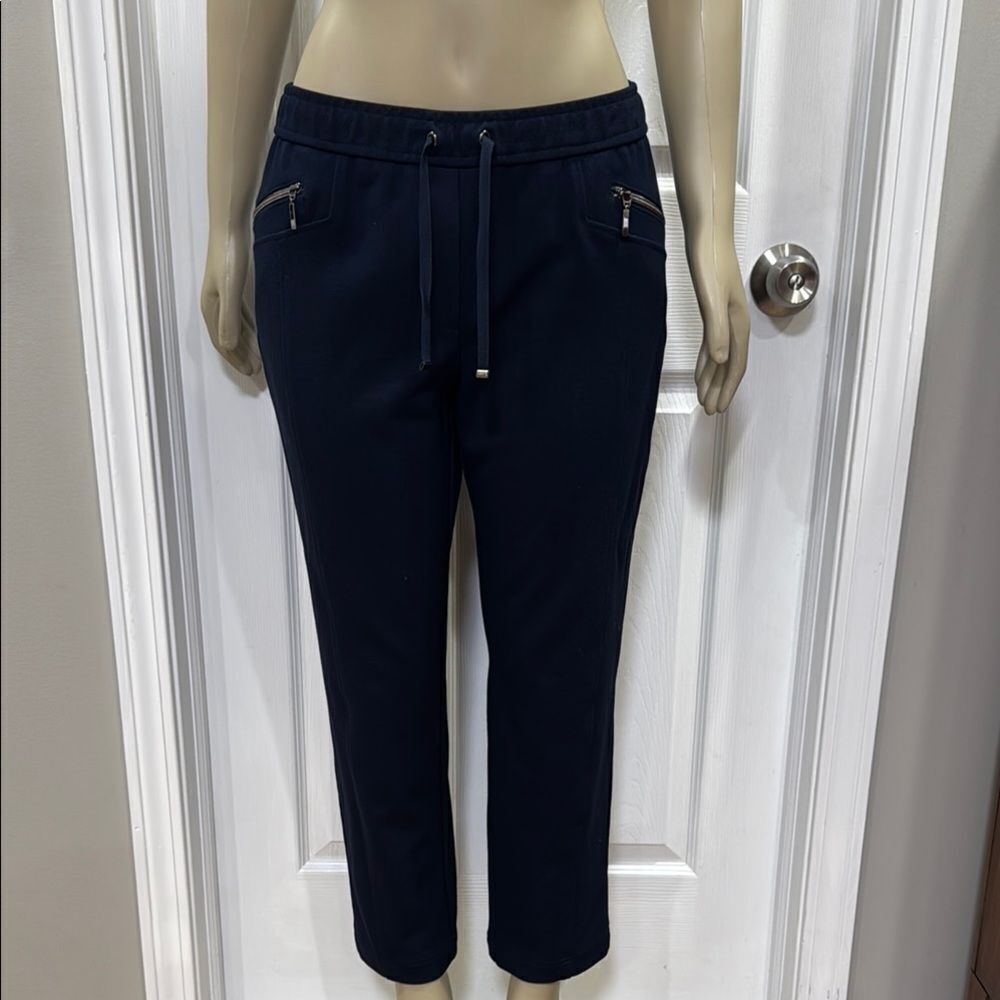 Rabe Zip Detail Slim Trousers. Navy Blue
